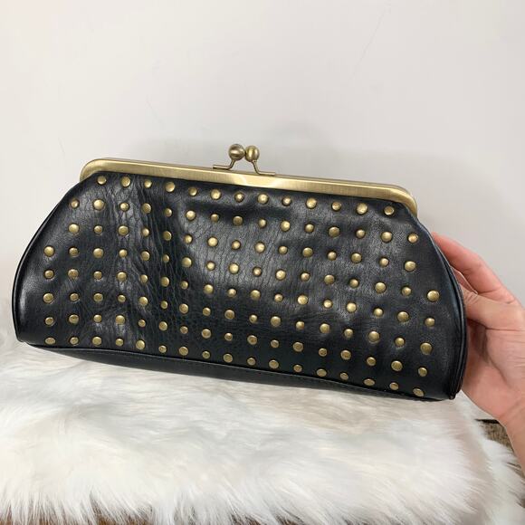 Cute Faux Leather Black Clutch - Picture 1 of 8